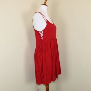 Forever 21 Red Lace-up Side Sundress